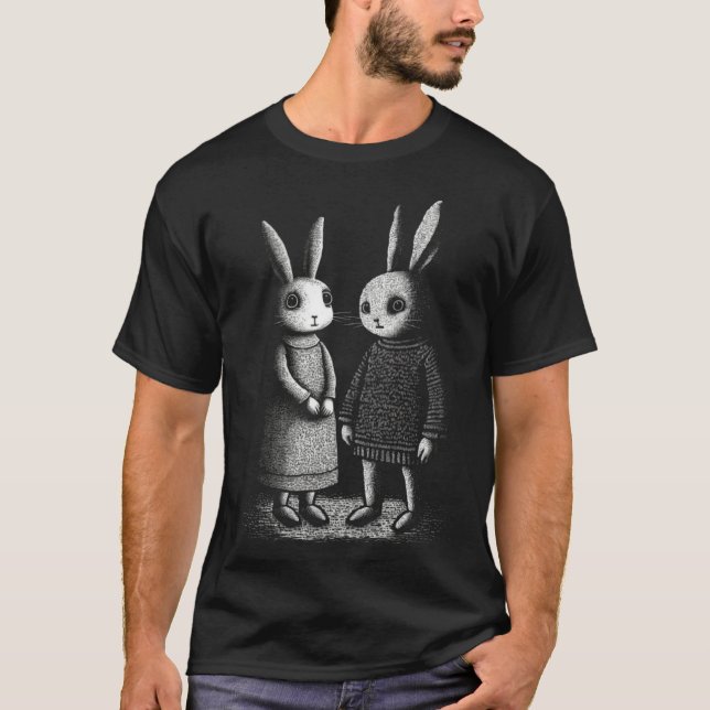 T-shirt Awkward Creepy Bunny Rabbits Silently Judge You (Devant)
