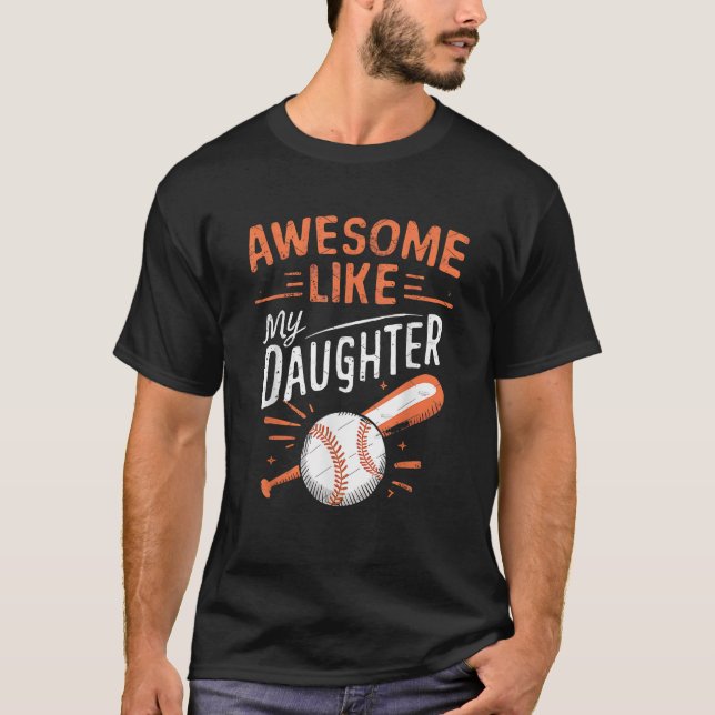 T-shirt Awome Comme Ma Fille Drôle Baseball Fille F (Devant)