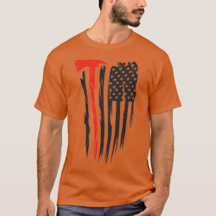 T-shirt Ax Jetant Drapeau Américain Ax Hatchet Vintage Tos