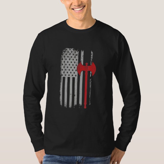 T-shirt Ax viking du drapeau américain (Devant)