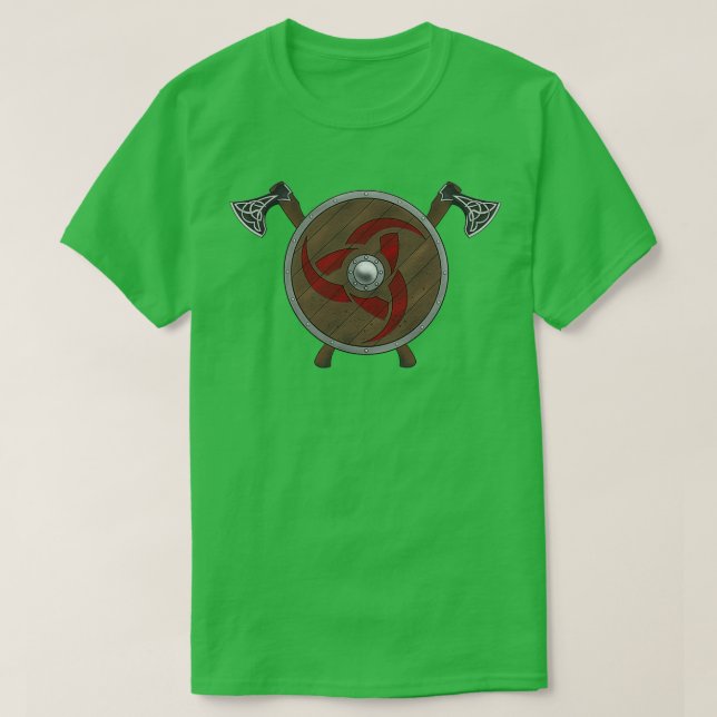 T-shirt Axe du bouclier viking rouge 1 (Design devant)