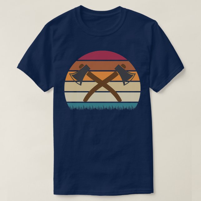 T-shirt Axe Throwing Retro Sunset Light (Design devant)