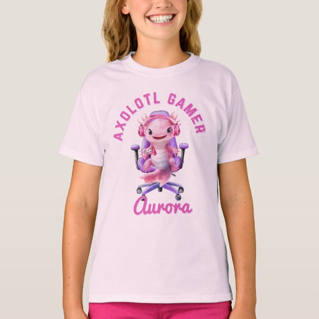 T-shirt Axelotl Cosy Gamer Girl rose mignon nom Axolotl (Devant)