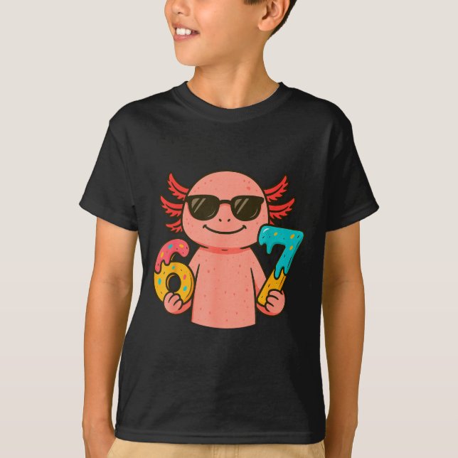 T-shirt Axolotl 67 Meme Six Seven Funny Ice Cream Drip  (Devant)