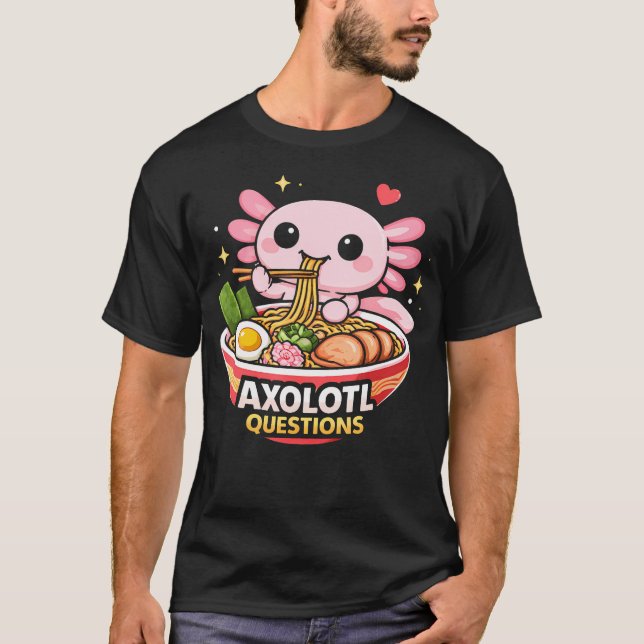 T-shirt Axolotl Adorable Mangeant des Nouilles (Devant)