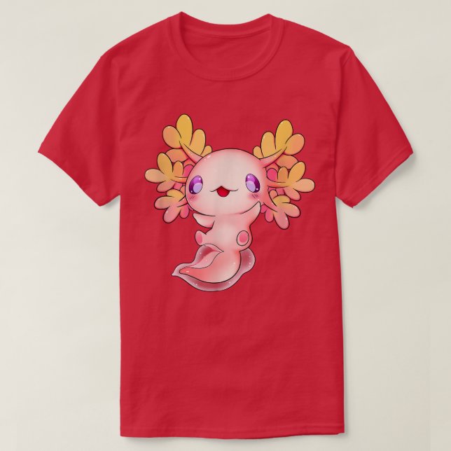 T-shirt Axolotl Anime Fish Cute Baby Lizard Kawaii Pastel (Design devant)