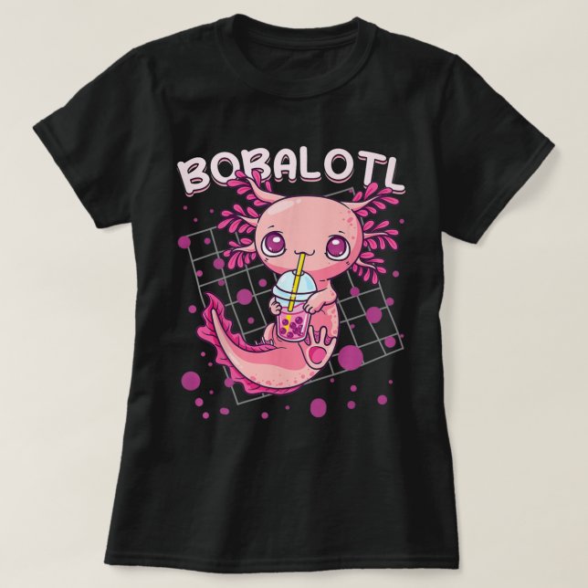 T-shirt Axolotl Boba Tea Bubble Tea Kawaii Anime Japonais (Design devant)