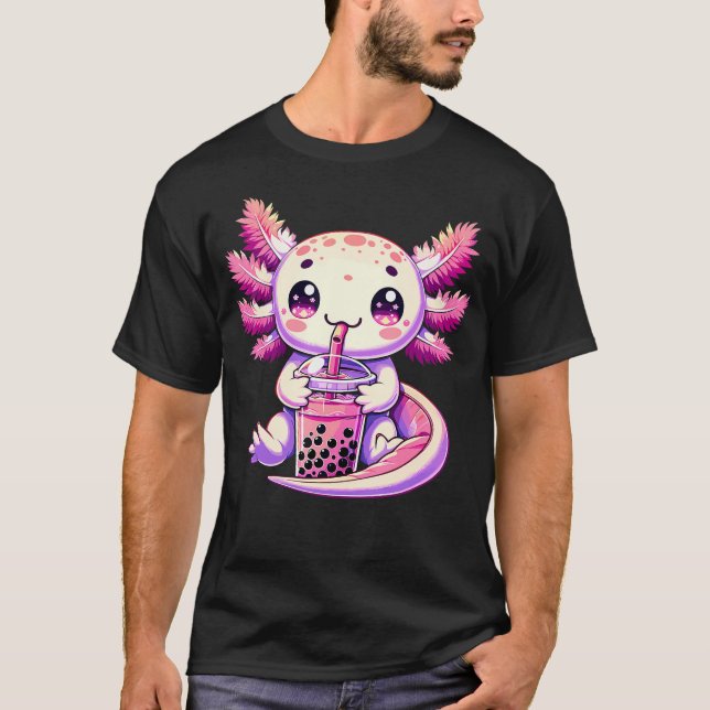 T-shirt Axolotl Bubble Boba Tea Anime Cute Kawaii Axolotl (Devant)
