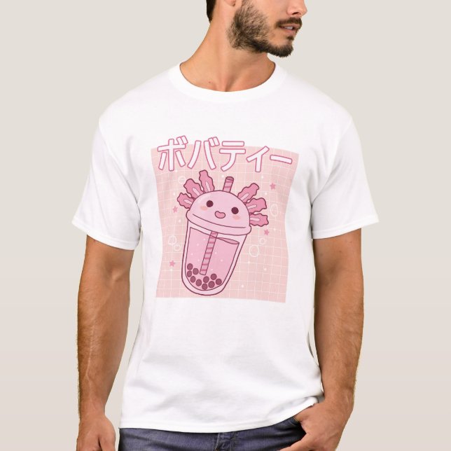 T-shirt Axolotl Bubble Milk Tea Boba Cute Axolotl Kawaii A (Devant)