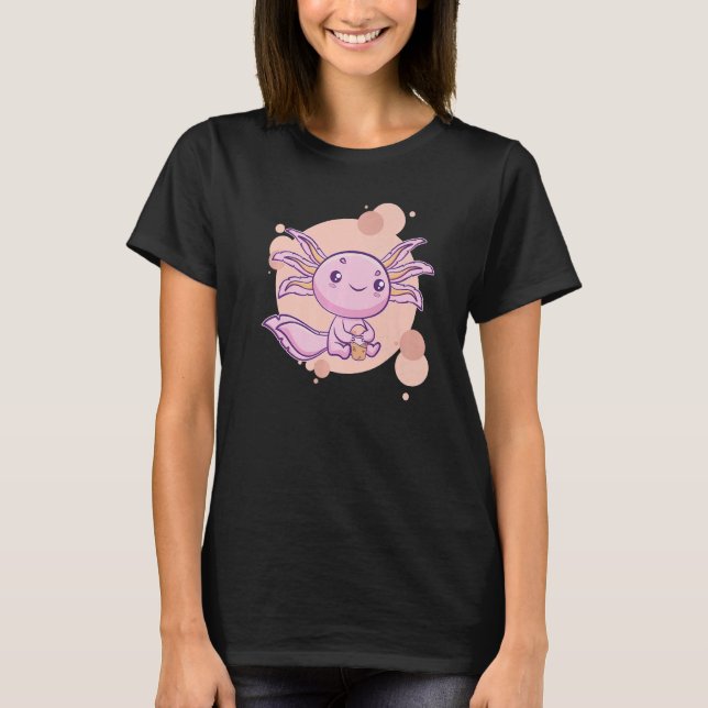 T-shirt Axolotl Bubble Tea Boba Ambystoma Mexicanum Walkin (Devant)