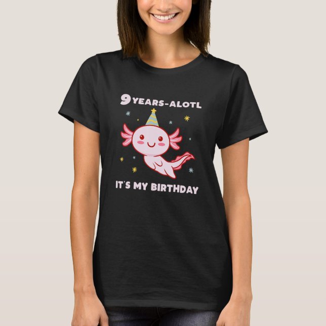 T-shirt Axolotl Casquette de fête d'anniversaire 9 ans 9èm (Devant)