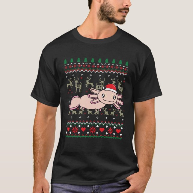 T-shirt Axolotl Christmas  Tree  Animal (Devant)
