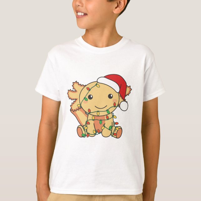 T-shirt Axolotl Christmas Winter Animals Axolotls (Devant)
