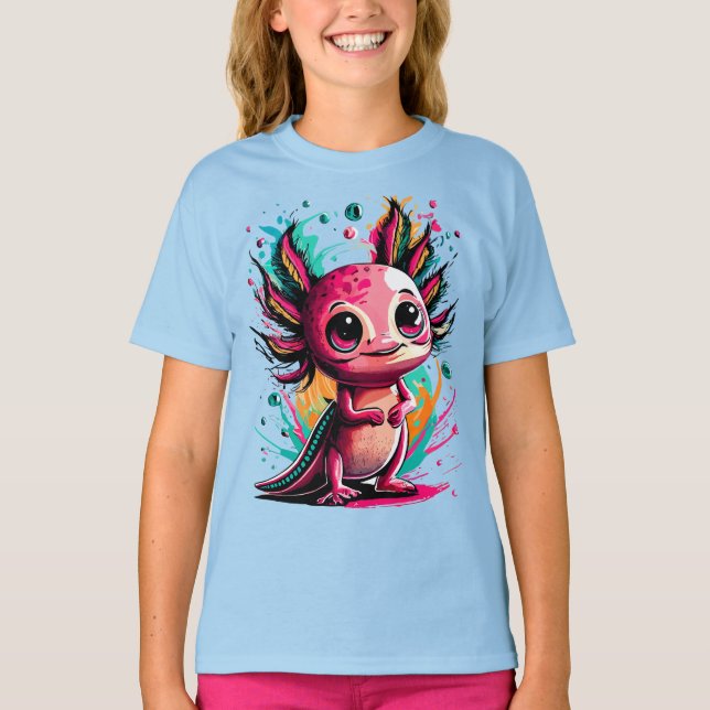 T-Shirt Axolotl Cute Axolotl Salamandre colorée (Devant)