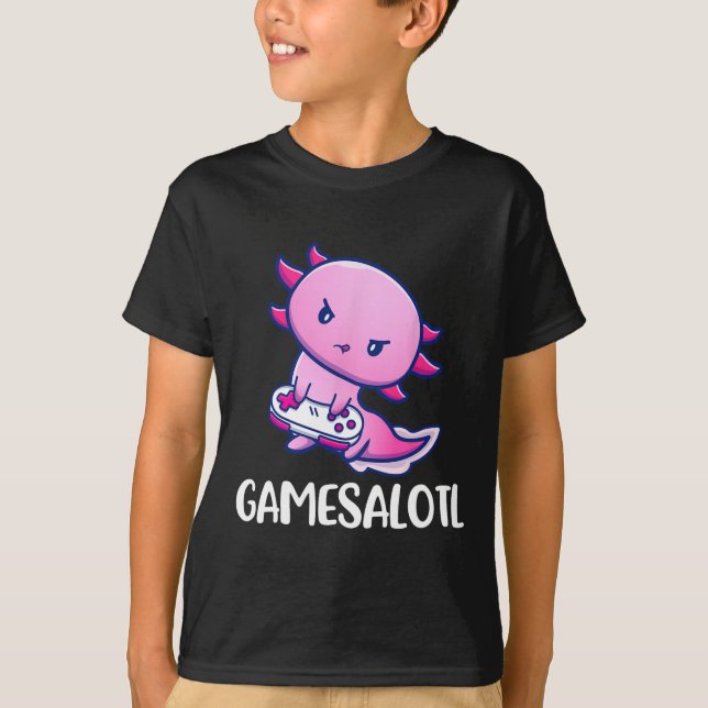 T-shirt Axolotl Cute Jouer Jeu Vidéo (Devant)