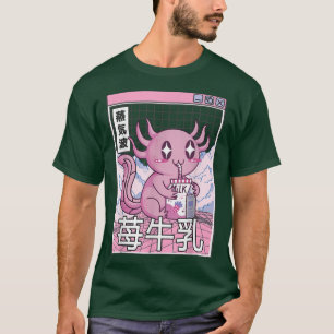 T-shirt Axolotl Drinking Strawberry Milk Japon Otaku Anime