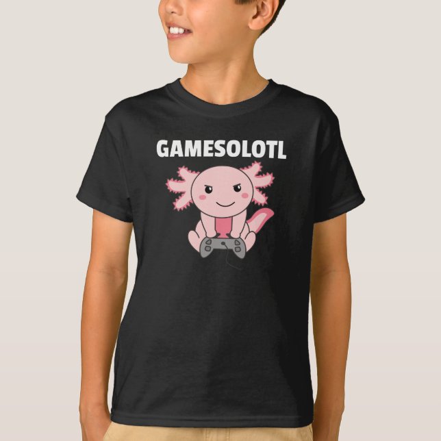 T-shirt Axolotl Gamesolotl Cute Animaux Pour Les Joueurs (Devant)