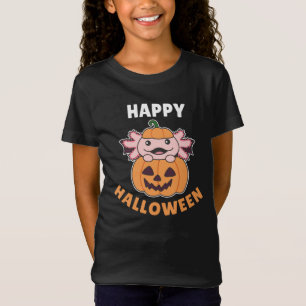 T-Shirt Axolotl Happy Halloween Citrouille Chat costume