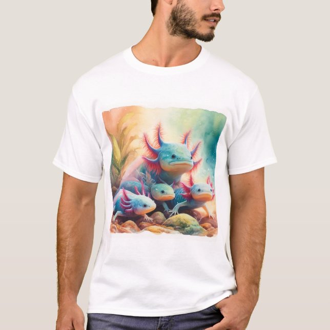 T-shirt Axolotl in Harmony 060624AREF108 - Watercolor (Devant)