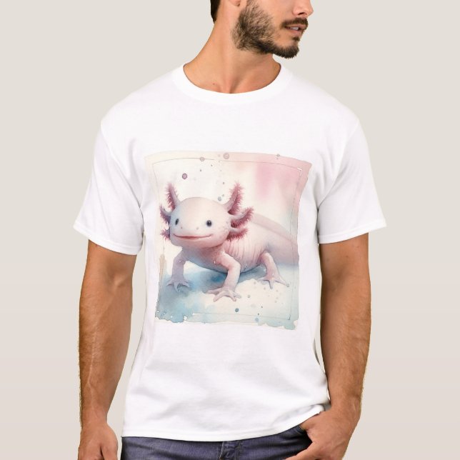 T-shirt Axolotl in Watercolor AREF292 - Watercolor (Devant)