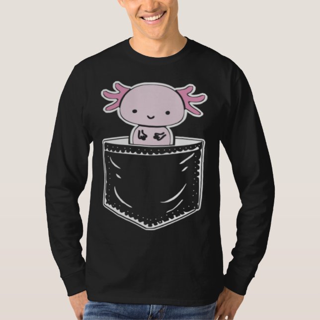 T-shirt Axolotl Inside Pocket Watching You Walking Fish Ax (Devant)