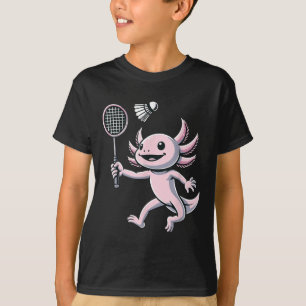 T-shirt Axolotl jouant au badminton joueur navette sport 