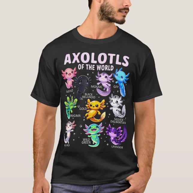 T-shirt Axolotl Kawaii Axolotls Du Monde Axolotl Anima (Devant)