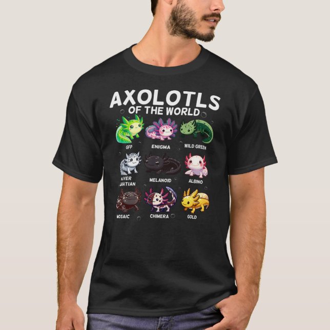 T-shirt Axolotl Kawaii Axolotls Of The World Axolotl Anima (Devant)