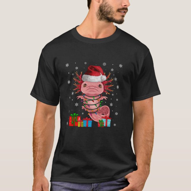 T-shirt Axolotl laid Xmas lumière Santa Hat Axolotl Noël (Devant)