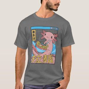 T-shirt Axolotl Manger Ramen Japon Style 80S Otaku Vaporwa