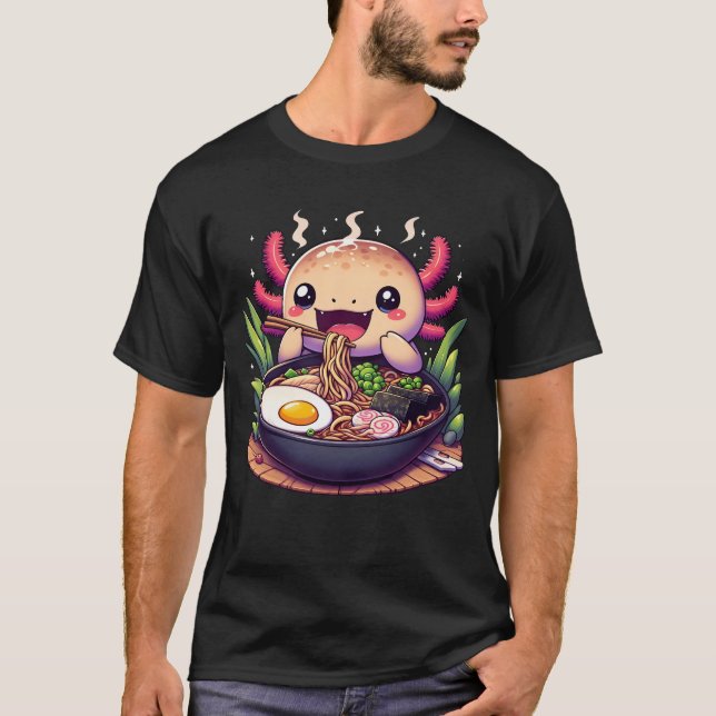 T-shirt Axolotl Manger Ramen japonais nouilles mignonnes N (Devant)