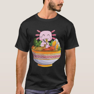 T-shirt Axolotl Manger Ramen nouilles Kawaii Anime Cadeau 