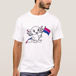 T-shirt Axolotl mignon avec drapeau de fierté bisexuelle L