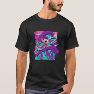 T-shirt Axolotl, Mignon Funny Surf Axolotl, Vagues Kanji
