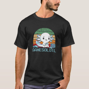 T-shirt Axolotl mignon jouant à des jeux vidéo sur console
