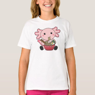 T-shirt Axolotl Nourriture Ramen Japonais Nourriture Kawai