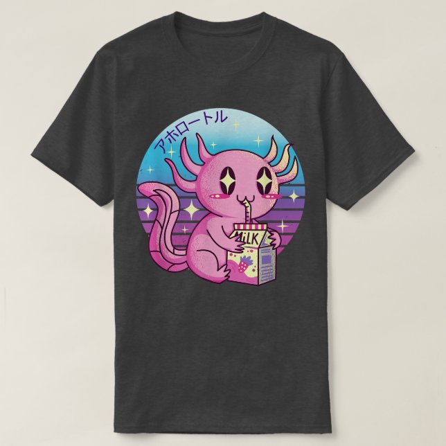 T-shirt Axolotl Pastel Goth Strawberry Milk Shake Anime Ae (Design devant)