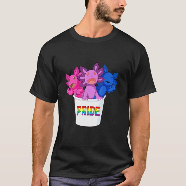 T-shirt Axolotl Pile Bisexual Pride Drapeau Lgbtq (Devant)