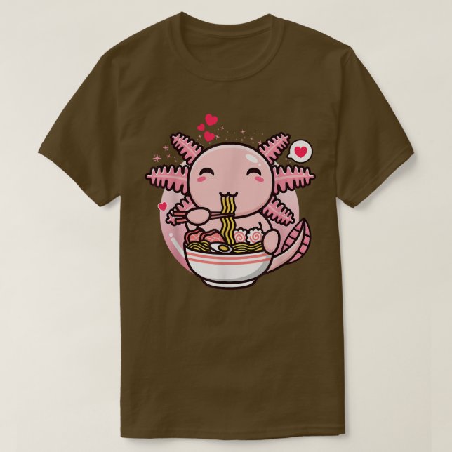 T-shirt Axolotl Ramen Noodles Kawaii Anime Japonais Otaku (Design devant)