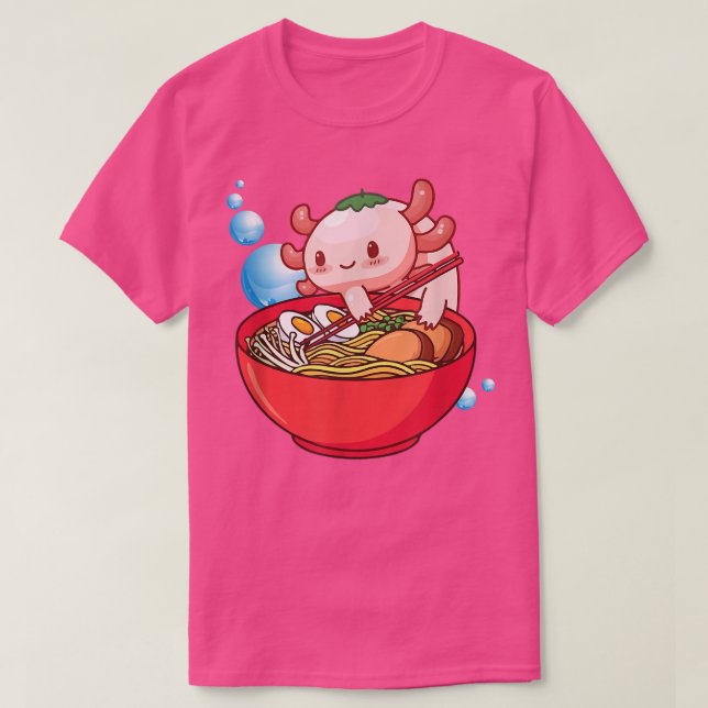 T-shirt Axolotl Ramen Noodles Kawaii Cute Anime Japanese G (Design devant)
