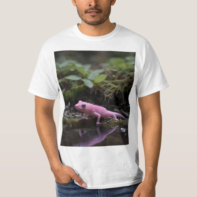 T-shirt Axolotl Rose Au Bord De La Rivière, (Devant)