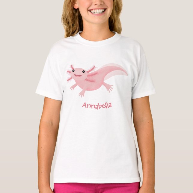 T-shirt axolotl rose pâle (Devant)