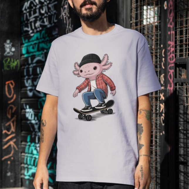 T-shirt Axolotl Skateboarder Ripper Skater Salamander Love (This vintage skateboarding design is great for axolotl lovers, salamander lovers, and skateboarders.)