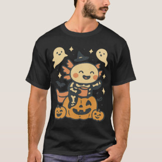 T-shirt Axolotl squelette d'Halloween Mignon Kawaii Fantôm