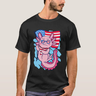T-shirt Axolotl USA Jour de l'indépendance 4 juillet Drape