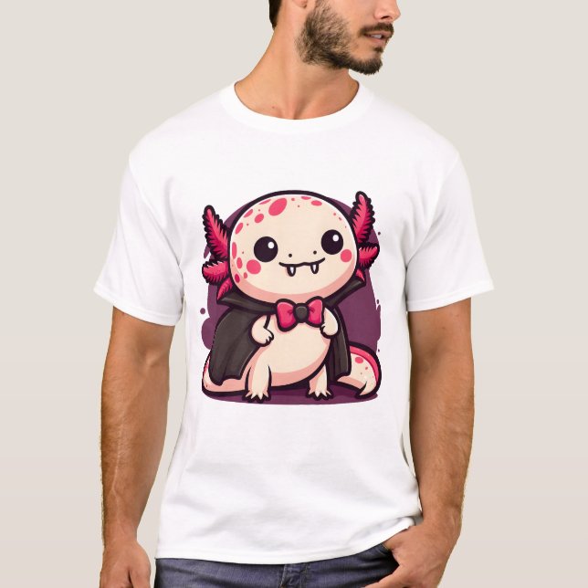 T-shirt Axolotl Vampire Mignon Créature Gothique Amphibie (Devant)