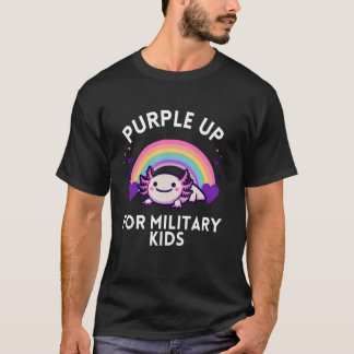 T-shirt Axolotl with Rainbow and Hearts, Purple Up Militar