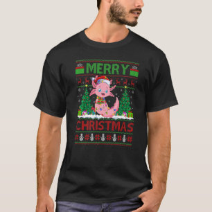 T-shirt Axolotl Xmas Lumières de l'arbre laid Père Noël Ax