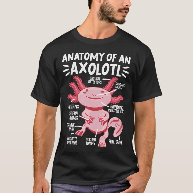 T-shirt Axolotls Anatomie D'Un Axolotl Kawaii (Devant)