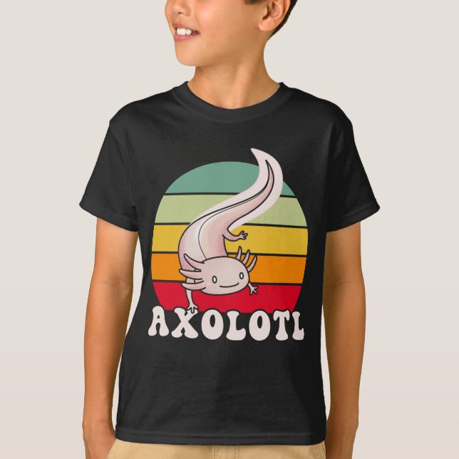 T-shirt Axolotls Coucher de soleil rétro Axolotl Kawaii (Devant)